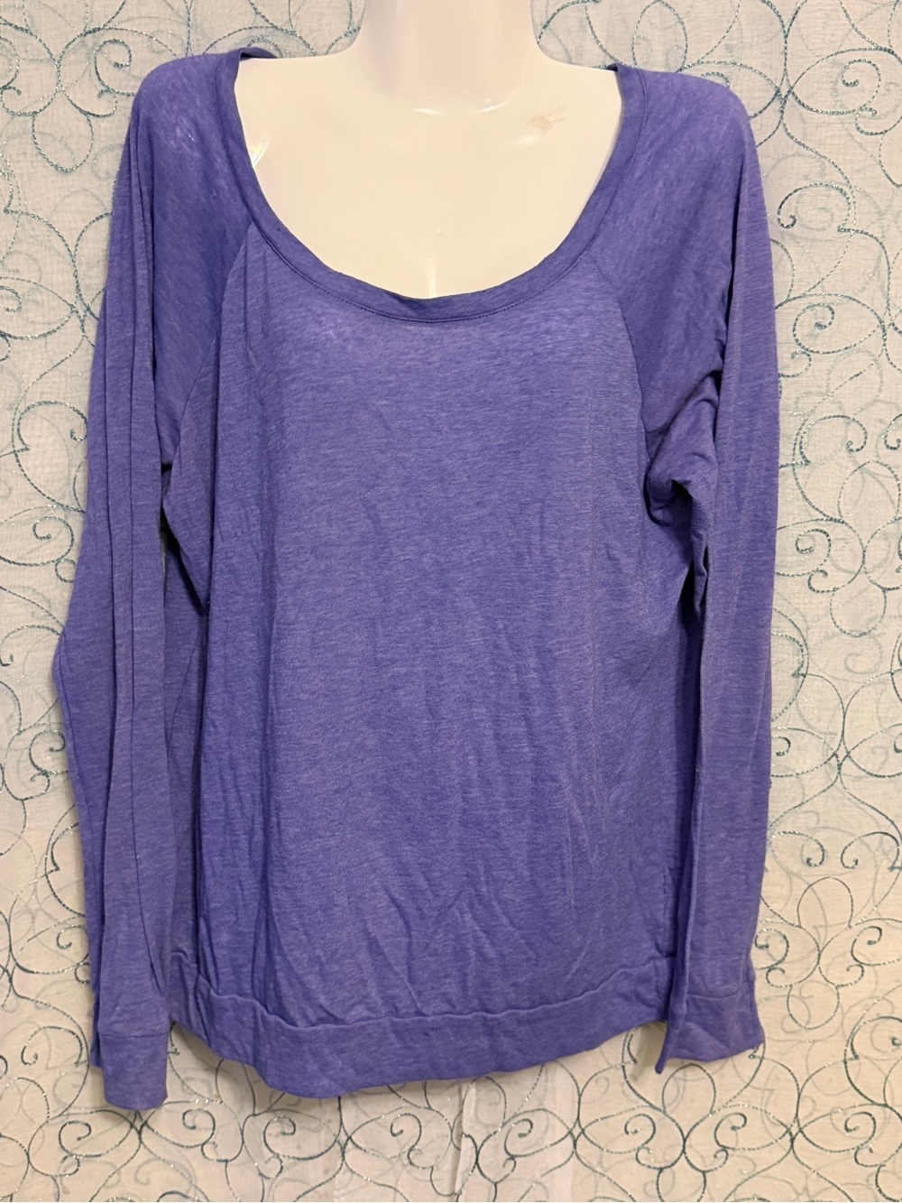 Maurices Purple Scoop-Neck Long Sleeve Top